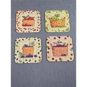 Set of 4 Longaberger Basket Coasters with cork backing *read*